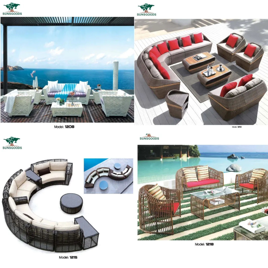 Chinese Garden Hotel Resort Villa Project Wicker Rattan Modern Home Sofa Set