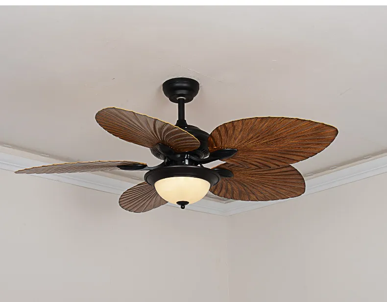 Retro Remote Control Ceiling Fan Lamp for Dining Room