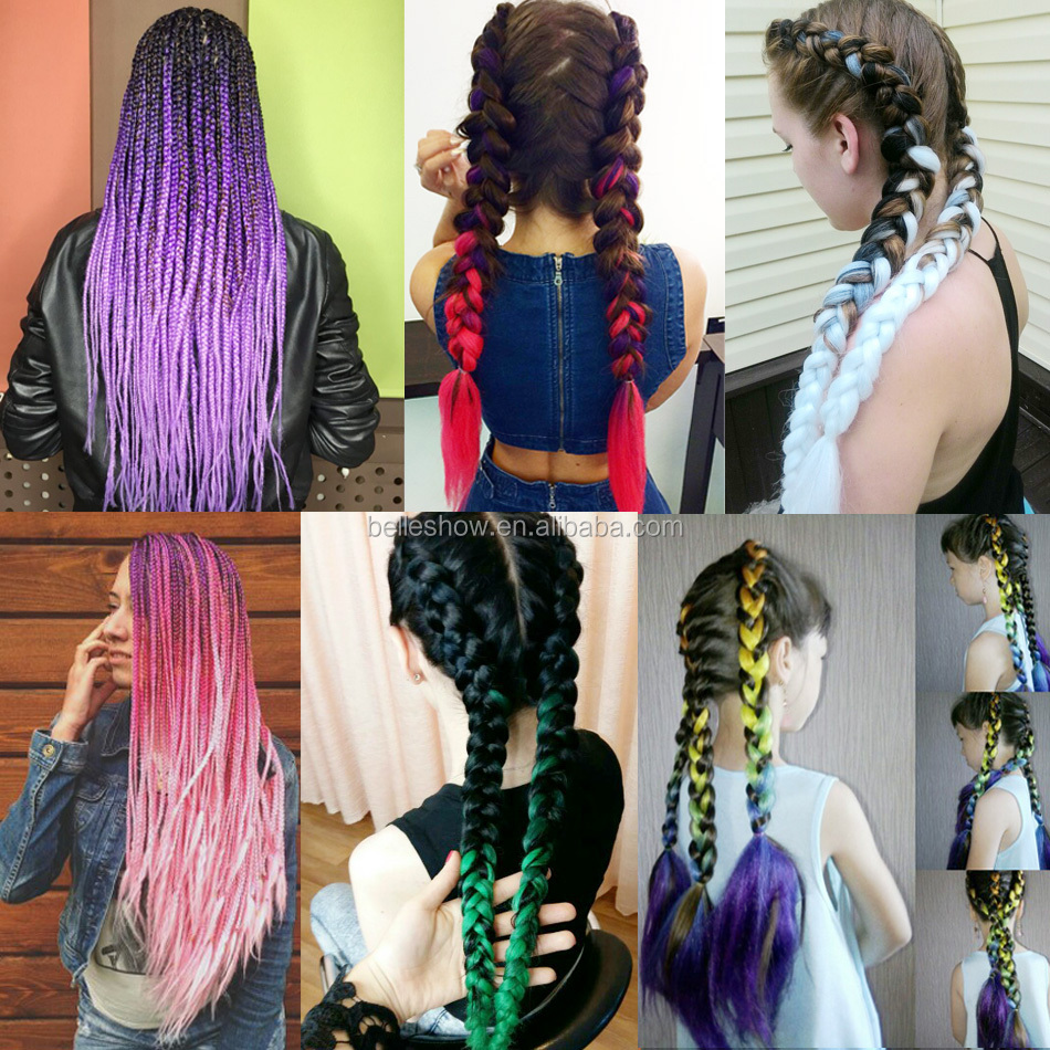 Bellwshow ombre braiding hair synthetic