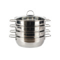 Stainless Steel Three Trays Steamer Pot For Cooking