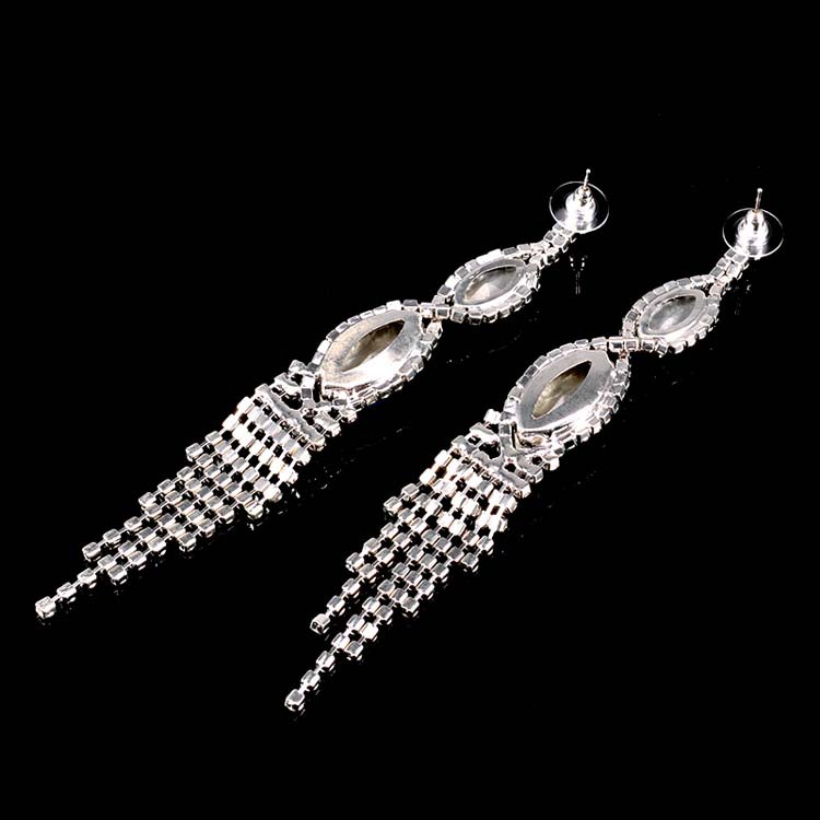 Water Droplets Crystal Long Dangles Earrings Wedding