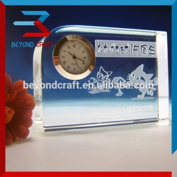 personalized crystal glass desk clock for anniversary gifts