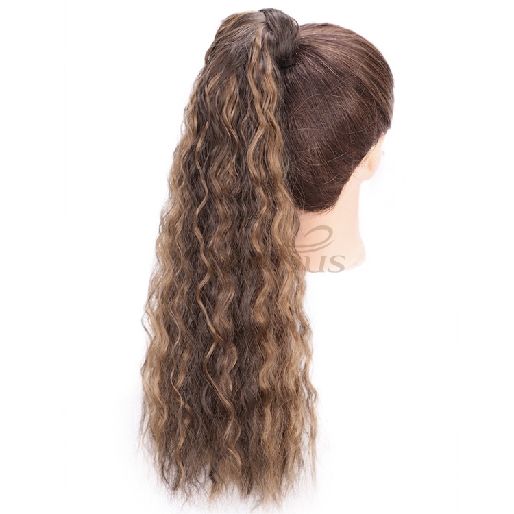 Vigorous Long Ponytail Hair Extensions for Women Synthetic Wrap Around Wavy Ponytail 22" Magic Paste Heat Resistant Hairpiece