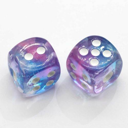 17mm Gradient Color 3D Miniature Figurines Resin Dice Charm For DIY Earring Pendants Making Accessories Charms 14mm