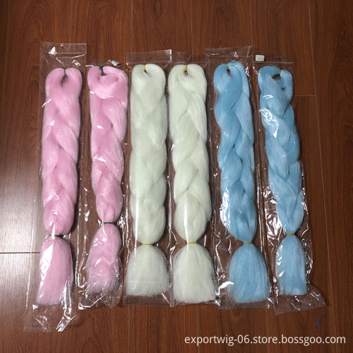 Glowing Jumbo Braiding Hair 24 inch Colorful Synthetic Hair Extension Attachments Braids Synthetic
