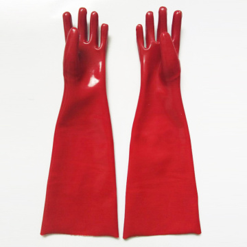 Red long pvc safety oil proof gloves 24 inches