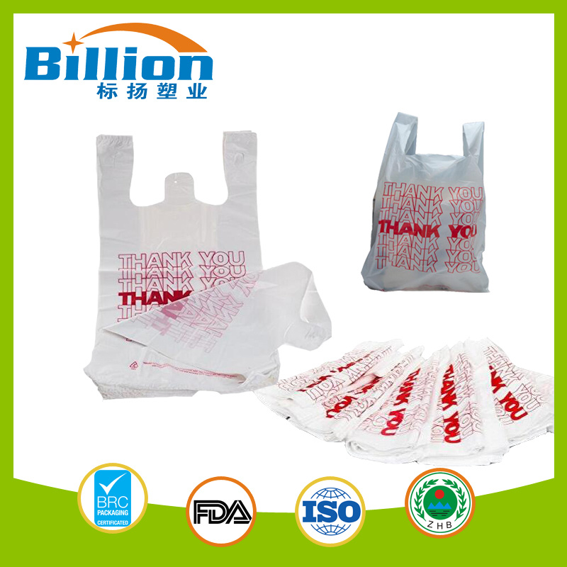 Thank You Plastic Disposable Carrier Shopping Printing Vest Bags