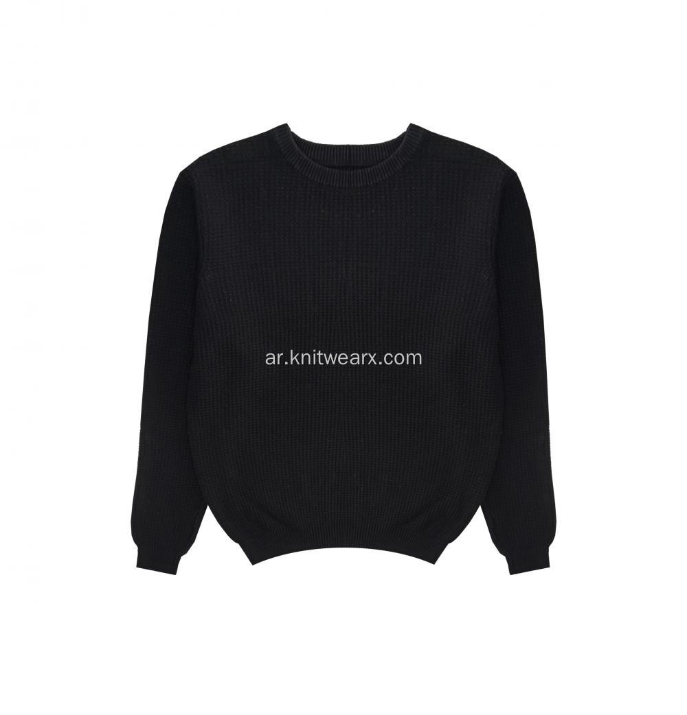 الرجال محبوك كابل غرزة Crewneck بلوفر بلون سادة