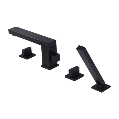 Luxury Matte Black 4 Hole Bathtub Tap