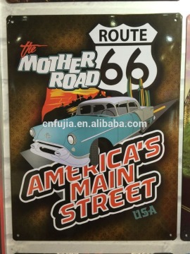 route 66 tin sign custom made, home decor tin plaque