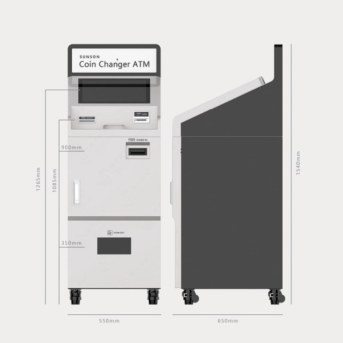 Standalone Geldautomat fir de Cashnote zum COIN Austausch mat Kaart Lieser a Mënz Dispenser