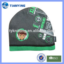 males print and applique knitted hat boys beanie