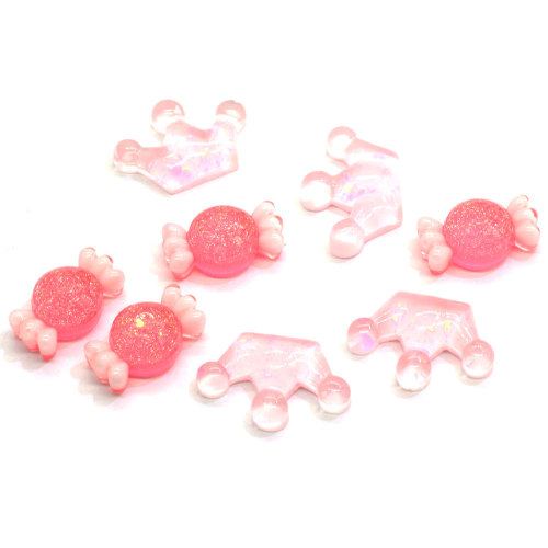 Fashional Candy Crown Pink Flatback Resin Bead Charms Girls Bedroom Decor DIY Toy Phone Shell Ornamenti Cabochon