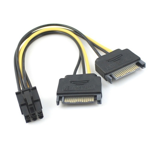 Podwójny przewód SATA 15Pin do pcie 6Pin