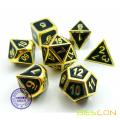 Bescon Super Shiny Deluxe Golden and Enamel Solid Metal Polyhedral Dice Set of 7 Gold Metallic RPG Role Playing Game Dice D4-D20