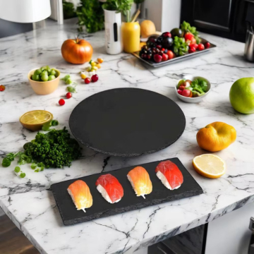 Eco-Friendly Black Rough Edge Square Dinner Plate