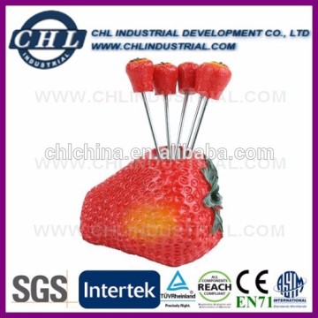 Strawberry shape stainless steel fork with polyresin head