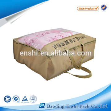 Printed Plastic Zipper Pillow Bag With Rope Handles