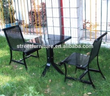 Powder coated metal picnic tables with chairs