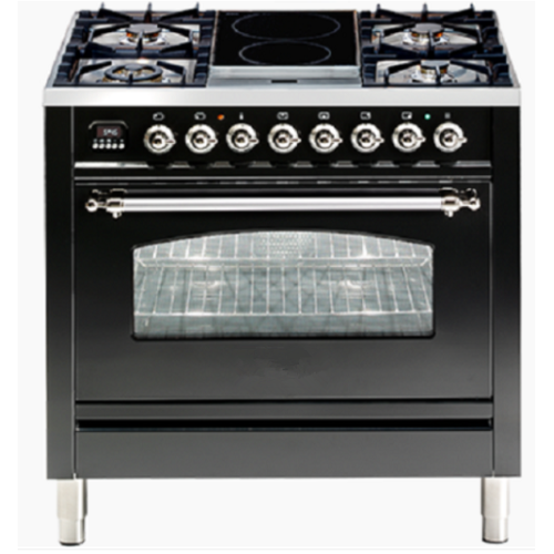 Black cooker electric oven freestanding