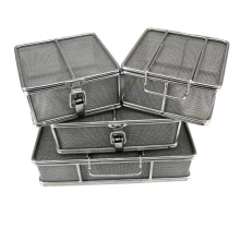 304/316 Stainless Steel Surgical Instrument Sterilization Baskets with Lid and Handle