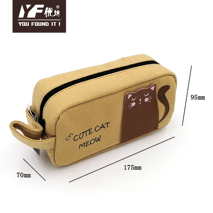Custom cute meow style canvas pencil bag
