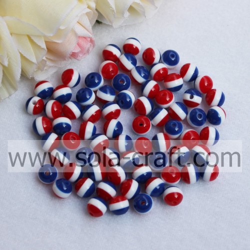 Wholesale Resin Round Red Blue White Loose Beads