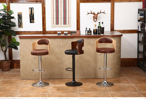 Modern adjustable PU leather seat bar chair