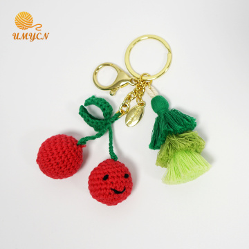 Crochet Cherry Key Chain Porte-clés avec gland