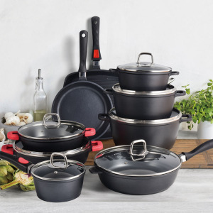 Wholesale Price Durable Non-stick Non Coating Healthy Copper Lid Stainless Steel Cookware Set