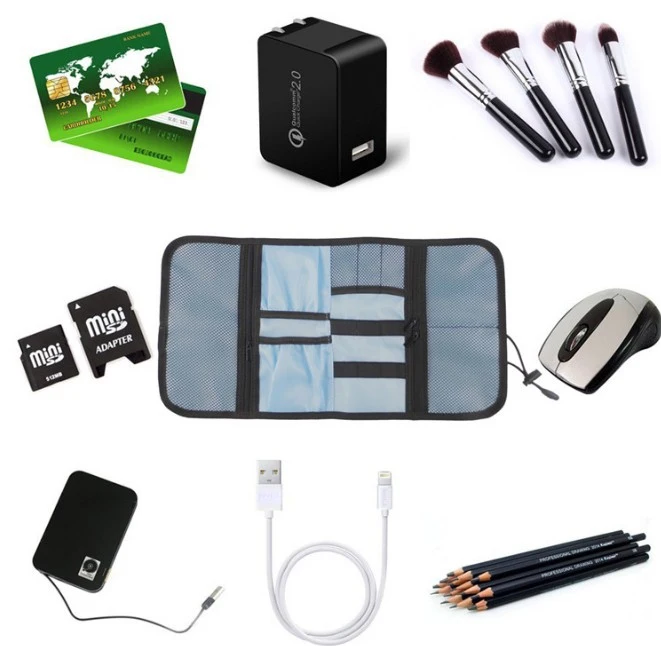 Multi-Functional Travel Data Cable Organizer Pouch Electronic Accessories Storage Bag