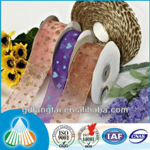 heart printed pink ribbon ring