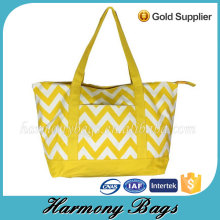 100% recycled canvas yellow beach bag chevron
