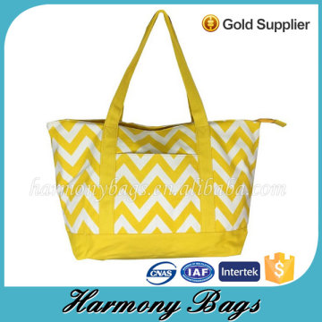 100% recycled canvas yellow beach bag chevron