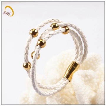 Leather Braided Bracelet Stainless Steel Leather Bangle