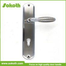 Modern aluminium door handle with plate satin nickel,door handle with locker