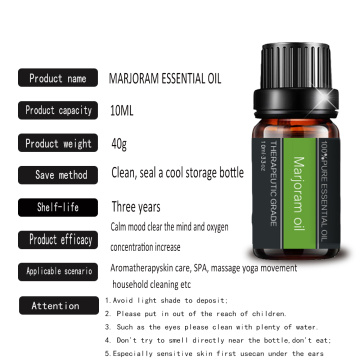 Aceite de marjoram orgánico natural para masaje para el cuidado de la piel