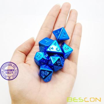 Набор неокрашенных многогранных игральных костей Bescon с неокрашенным покрытием, глянцево-синий, набор из 7 кубиков для РПГ