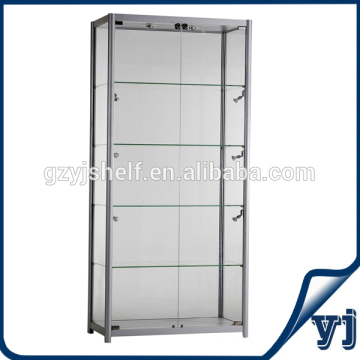 Commercial sale glass cube display cases/Glass display case with sliding door