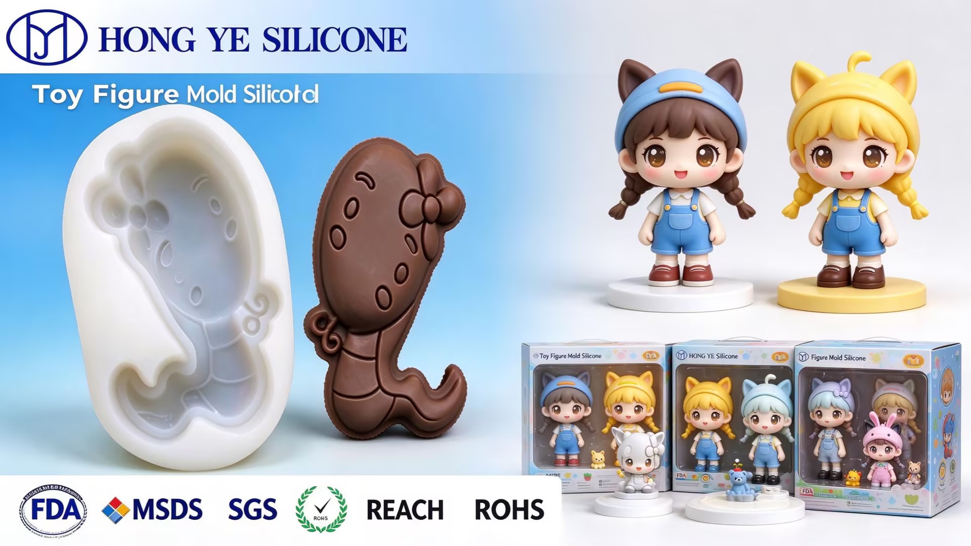 Καουτσούκ σιλικόνης φόρμας παιχνιδιών 3 Toy Figure Mold Silicone Rubber 3
