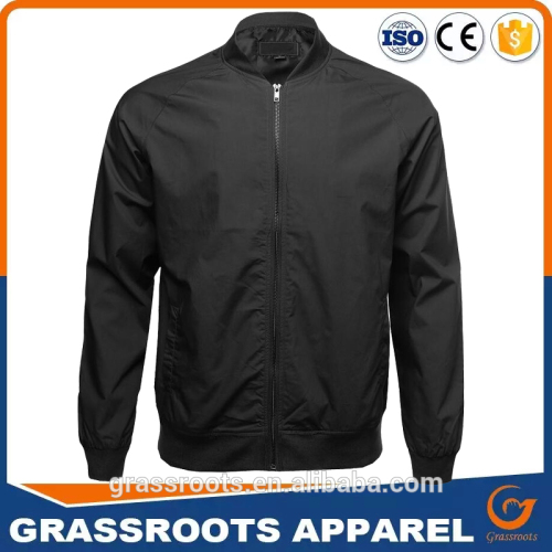 OEM Manufacturer Men's Classic Basic Plain Style Zip Up Custom Made Black Bomber Jacket