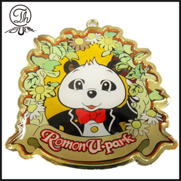 Epoxy gold Bear charm keyring for men