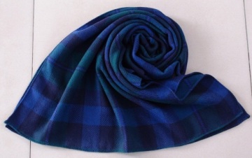 Plaid no fringe cashmere scarf