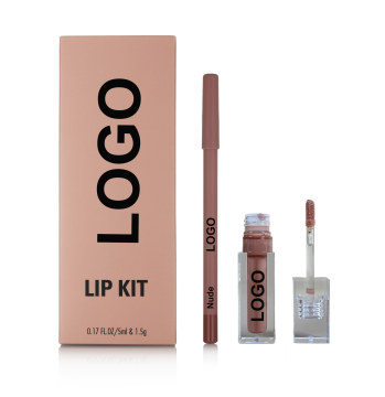 Private Label Custom Brown Lip Set: Shine Lip Gloss and Liner Kit