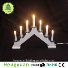 7L C6 White Wooden Christmas Candle Bridge Light Decorations