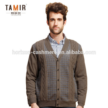 Men Thick Cardigan Winter Sweater, Men Winter Thick Brown Argyle Cardigan