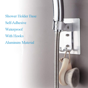 ZhangJi Seamless Bathroom Accessory Adjustable Self-adhesive Showerhead Holder Hooks Rustproof Aluminum Shower Holder No drill