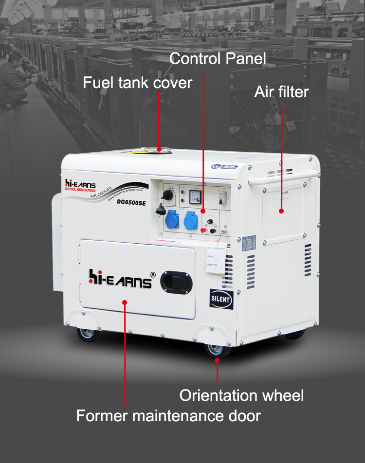 5KW  186FA diesel engine 65db Air-cooled super silent diesel generator