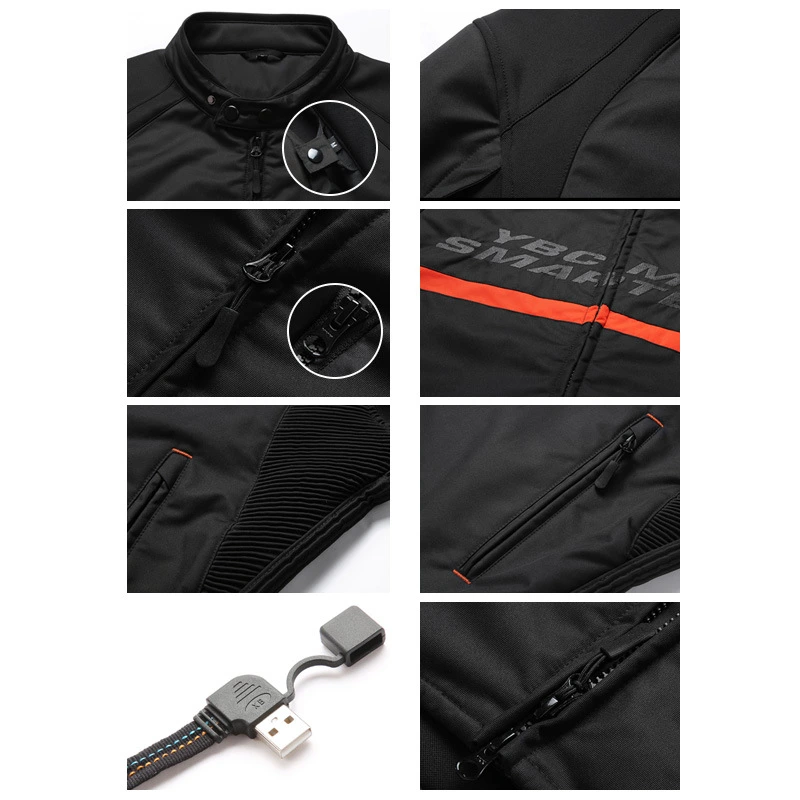 Custom Winter Back Belly USB Intelligent Heated Coat Environmental Motorcycle Protection Heating Jacket