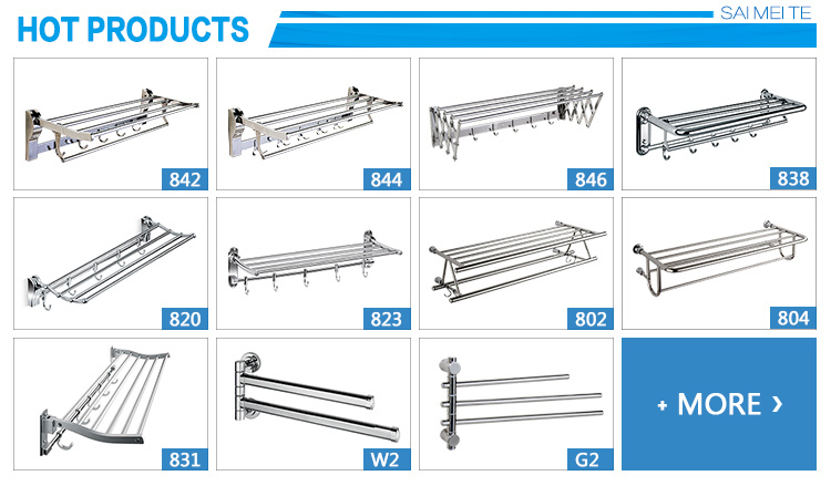 Factory Direct High Quality Bathroom Movable Towel Rack 304 Stainless Steel Folding Rotary Towel Bar Double